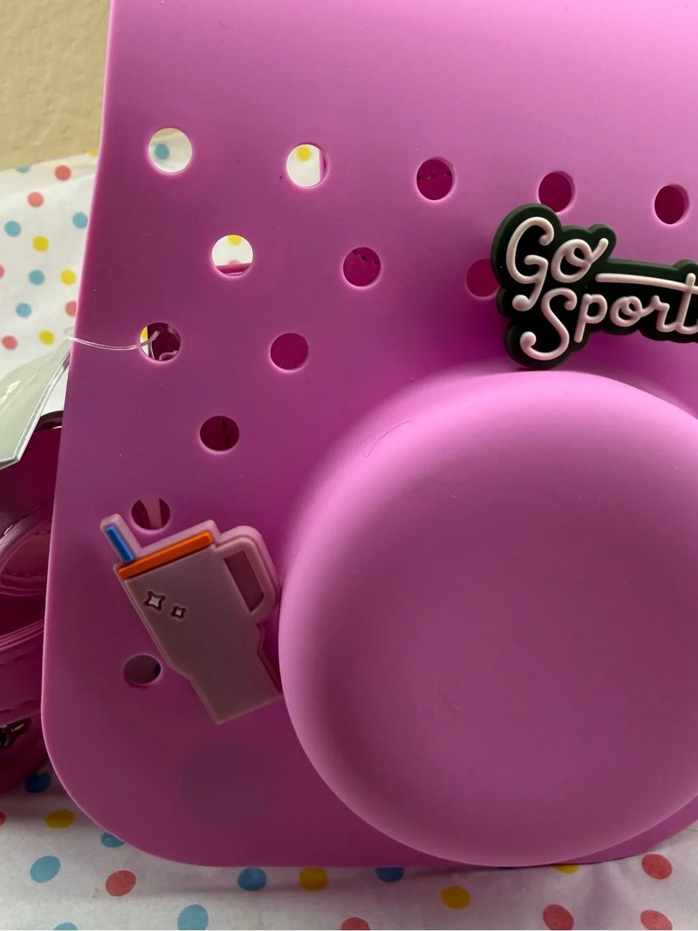 Pink Silicone Camera Crossbody Bag